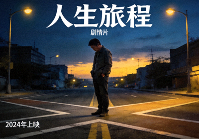 剧情片《人生旅程》海报，主人公在人生十字路口沉思